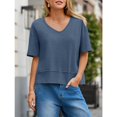 thumbnail image 4 of Summer Women V Neck T Shirt Casual Short Sleeved Basic T Shirt Top, 4 of 6