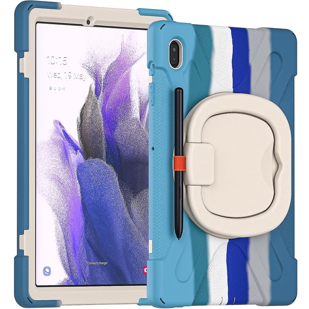 Funda protectora de color para Samsung Tab S7 Fe de 12,4 pulgadas con soporte para bolígrafo, anillo ajustable grande y protección contra golpes.