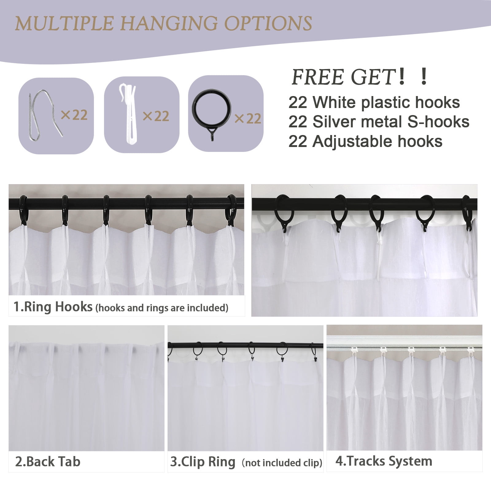 OVZME Crushed White Sheer Curtains 108inches Long 2 Panels,Extra Wide Light Filtering Pinch Pleated Sheer Drapes for Living Room, Bedroom,60"Wx108"L White