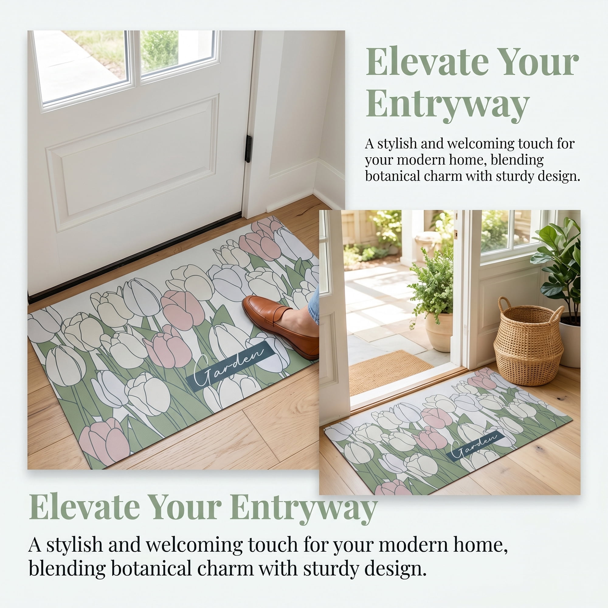 Unique Bargains Boho Doormat Non-Slip Doormat for Outdoor Entrance Light Green 30" x 18"