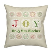 Personalized Boho "Joy" Poplin Square Throw Pillow in Ivory 18 x 18