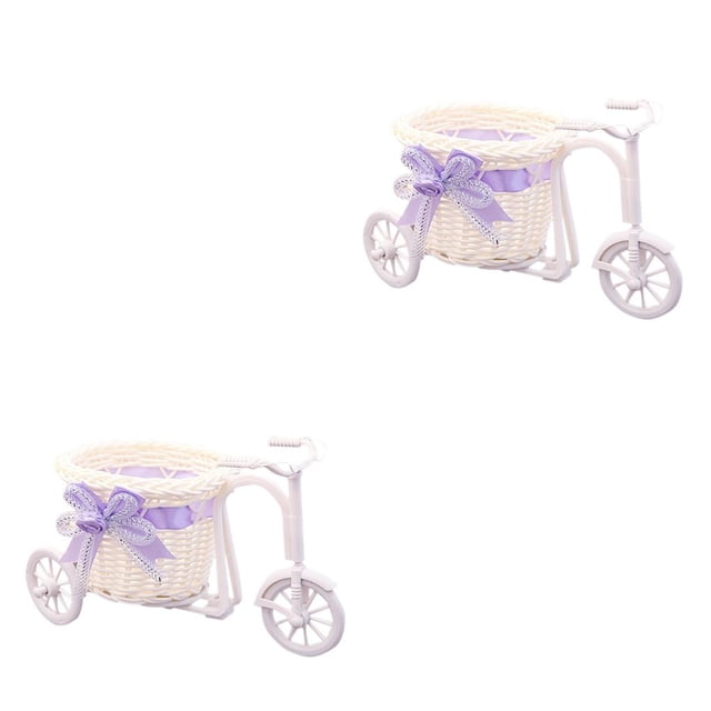 pitrice Tricycle Bike Shape Flower Basket Storage Wedding Party Home Decor Gift blue 13*20cm 2Set