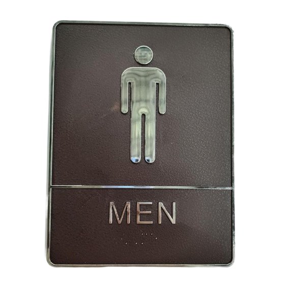 Rustic Restroom Sign with Braille Lettering Toliet Door Sign WC Sign Resin DIY Wall Sticker for Shopping Centers Hotels Restroom , Men