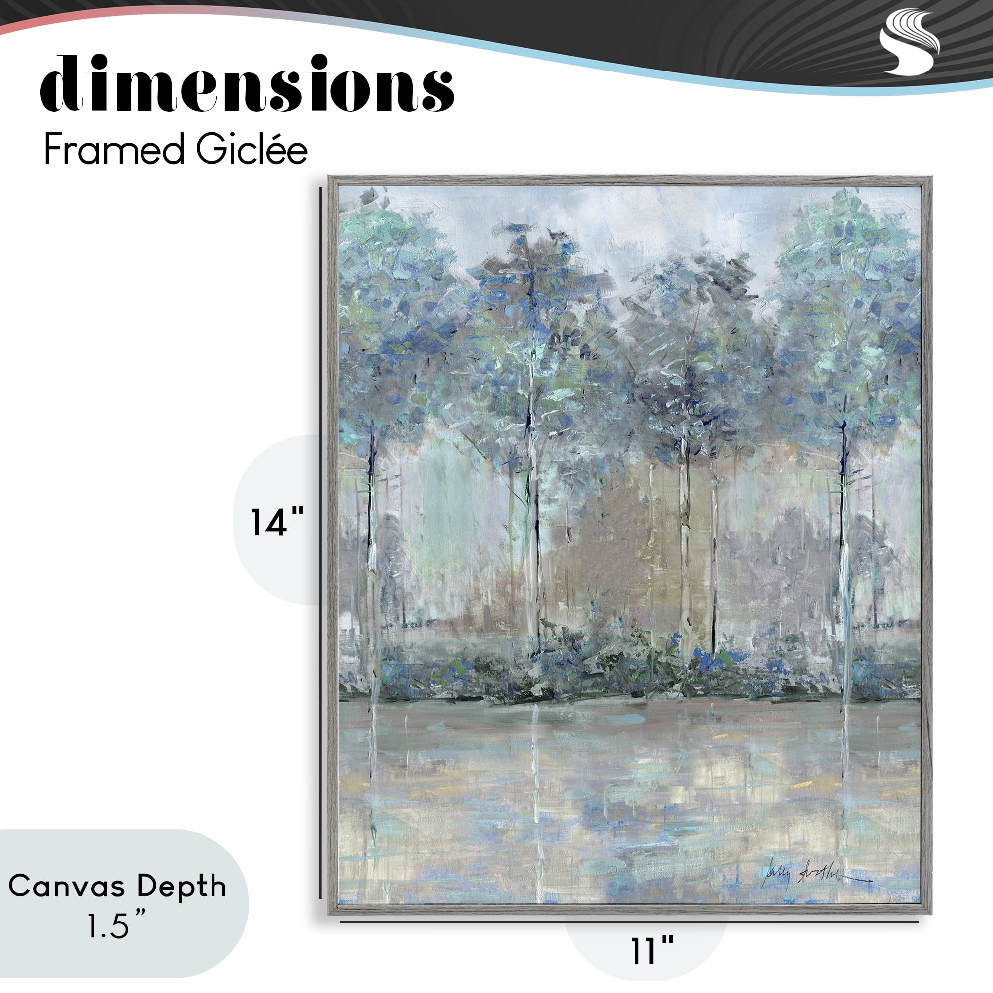 Stupell Industries Subdued Impression of Trees Gray Framed Giclee Art, design by Sally Swatland