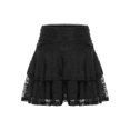 thumbnail image 3 of Doomiva Women's Lace Layered Mini Skirt Outfits A Line Cute Tiered Ruffle Skirt Y2K Streetwear Black M, 3 of 6
