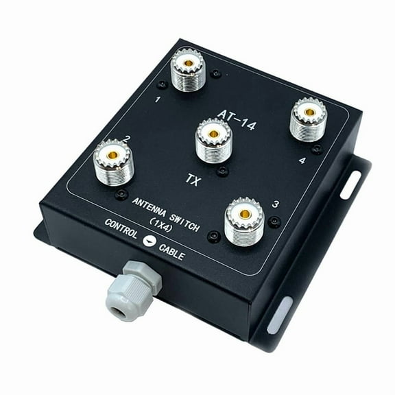 New AT-14 4-Way Coax Remote Antenna Switch, Convenient Switching 1.8MHz-60MHz 500W PEP for Radio Stations and Radios