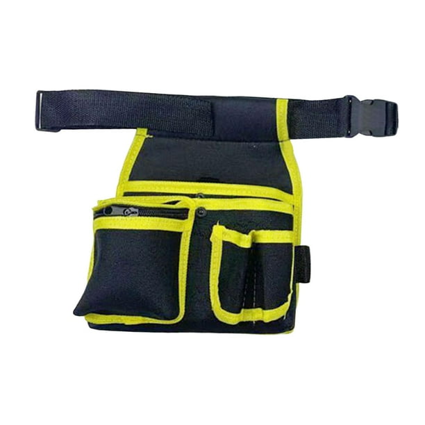 Bolsa de herramientas de cintura con bolsillo para cinturón, bolsa de herramientas de cintura ajustable, bolsa de cinturón de herramientas impermeable borde amarillo