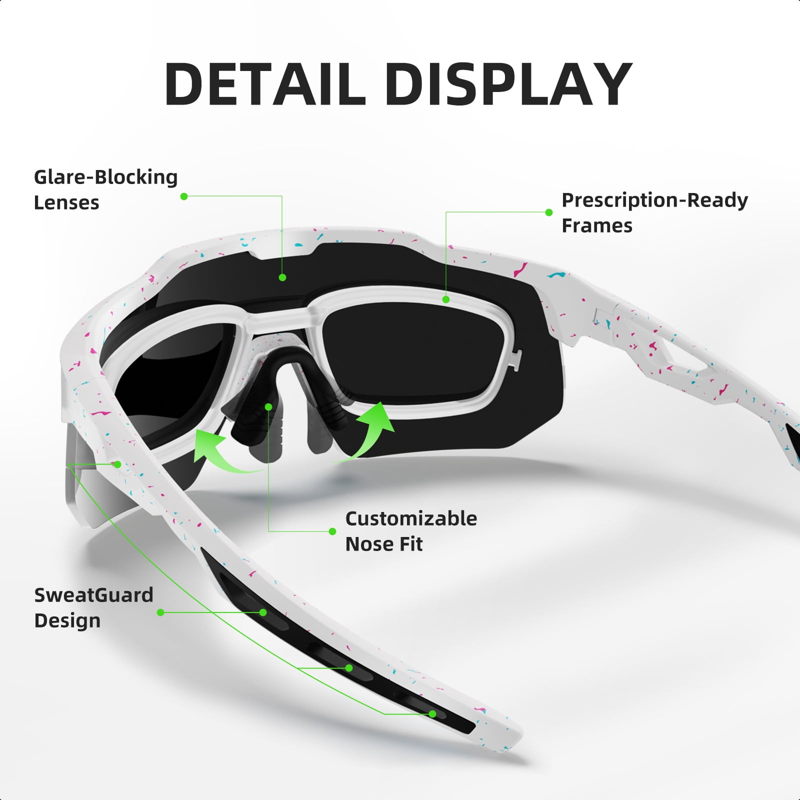 HAAYOT Polarized Sports Sunglasses for Men Women UV Protection Baseball Cycling Running Driving Fishing Glasses