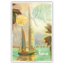 Water Love - Sailboat - Sailing - Original Collage Art by Wade Koniakowsky - Master Art Print (Unframed) 13in x 19in