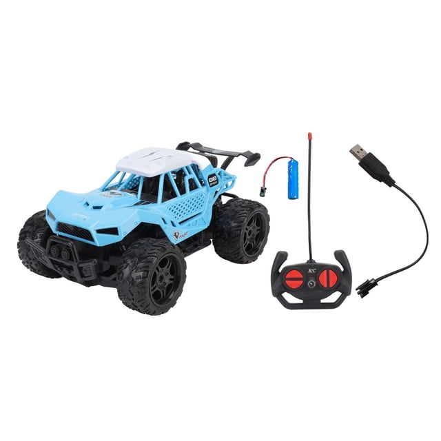 Coche teledirigido con tracción en las 4 ruedas, con sonido y luz antideslizante, 2,4 GHz, 1/16, para niños de 3 años o más, color azul