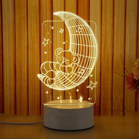 

Rainbow Night Light 3D Plastic Animal Shape Household Decorative LED Night Lamp for Home Shop