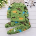 thumbnail image 2 of CAUYDY Toddler Pajamas Cotton Kids Pajamas for Boys Girls Long Sleeve Pajama Set 2 Piece Snug Fit Pjs Set(L101-Green,6-12 M), 2 of 6