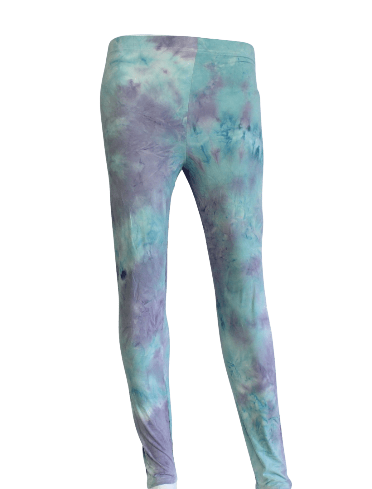 Ladies Tie Dye Print Leggings Exercise Yoga Pants Size Large Teal