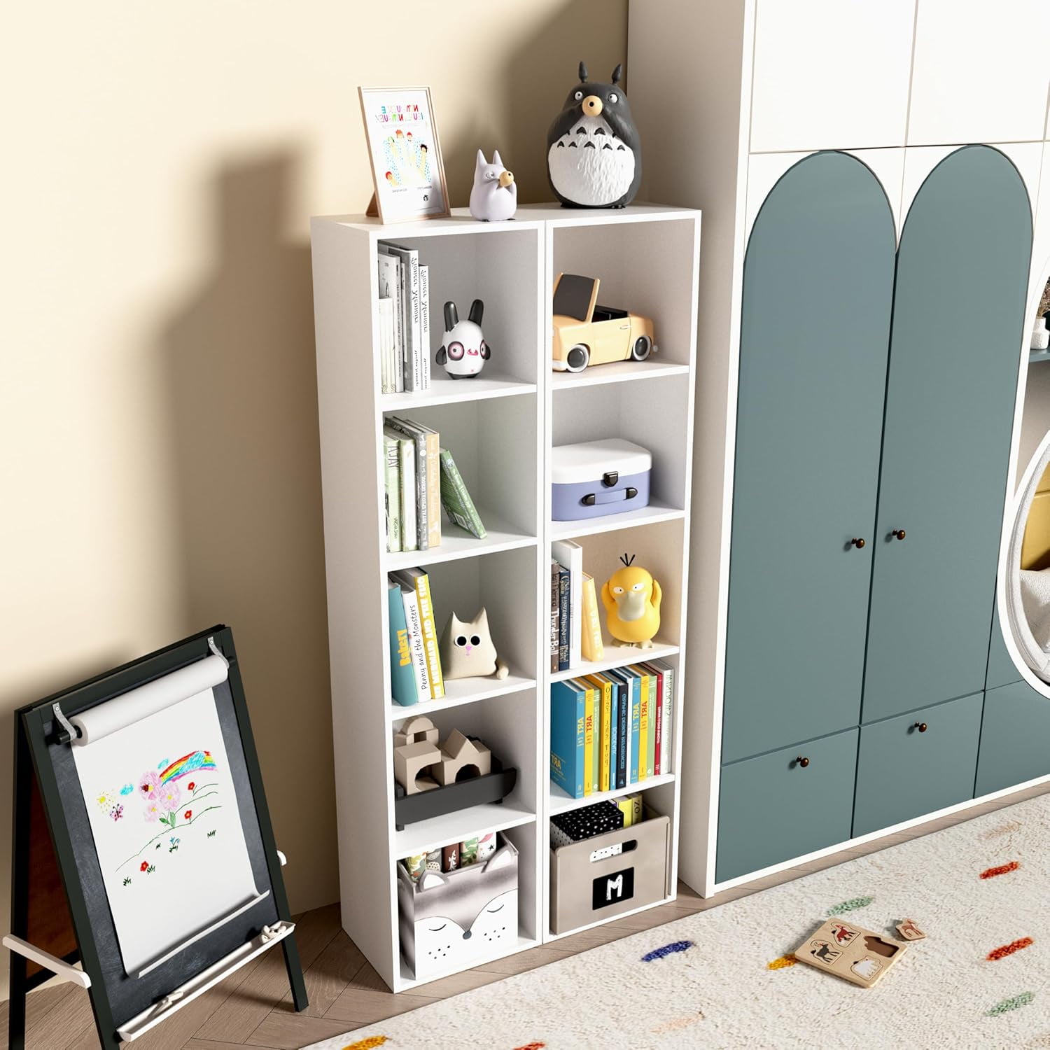 5 Cube Open Shelf Bookcase, Storage Organizer Shelves for Bedroom Closet, Space Saving 6 Layer Bookshelf, Compact Bookcase Unit Ideal for Small Spaces, 11.81*9.25*52.05 in