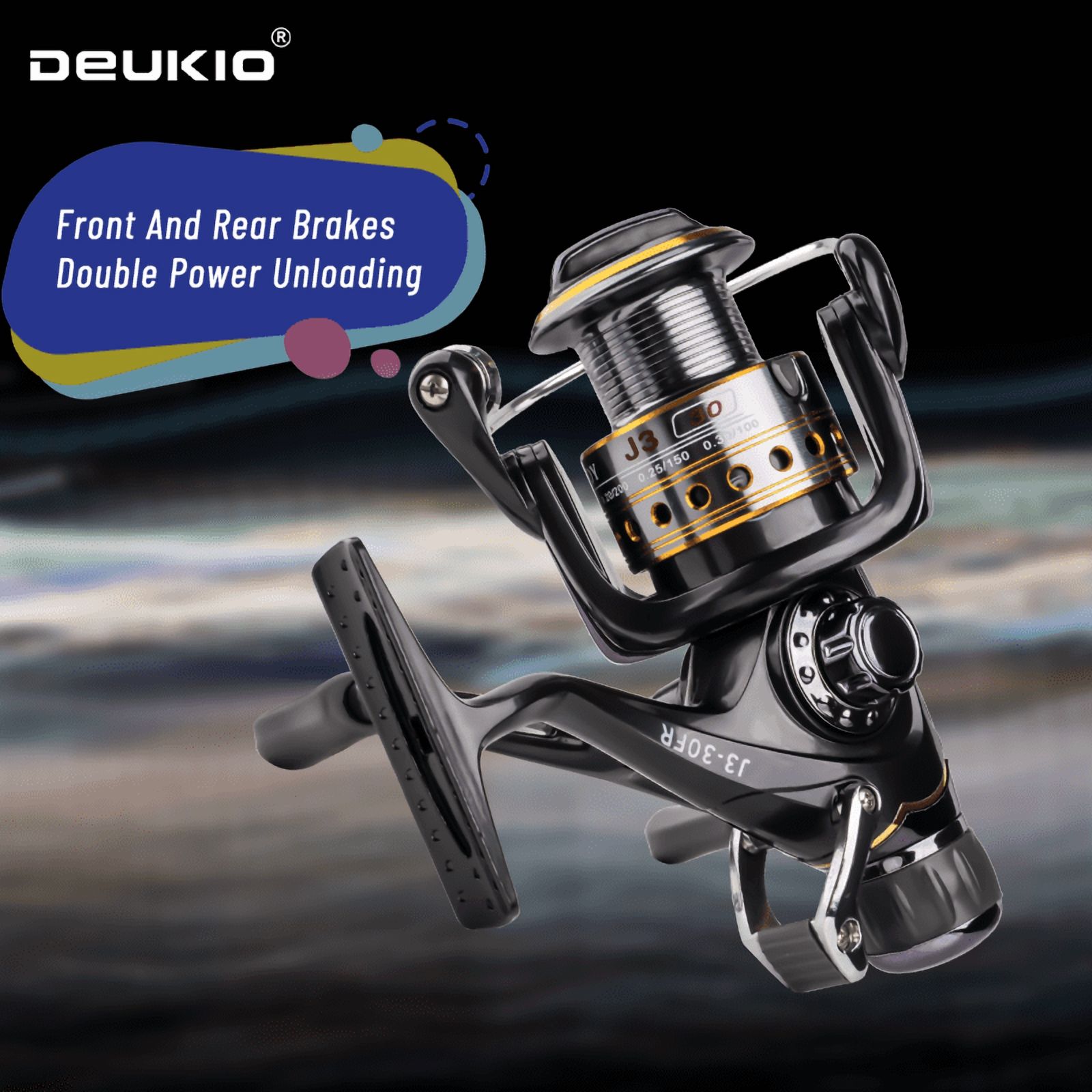 DEUKIO High Quality Fishing Reel Spinning Reel Double Drag 20kg Carretilha Pesca Sea Reel Fishing for Carp Free Spare Spool