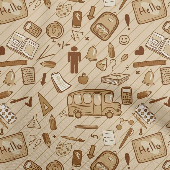 oneOone Rayon Light Brown Fabric Kids Craft Projects Decor Fabric Printed By The Yard 56 Inch Wide