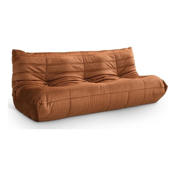 Bowery Hill Contemporary 77.75" Cognac Velvet Upholstered Sofa