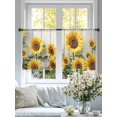 thumbnail image 4 of Summer Sunflower Sheer Curtains 2 Panels Set Vintage Yellow Flowers Wood Texture Sheer Window Curtains Light Filtering Rod Pocket Voile Drapes for Bedroom Living Room 52"x54", 4 of 9