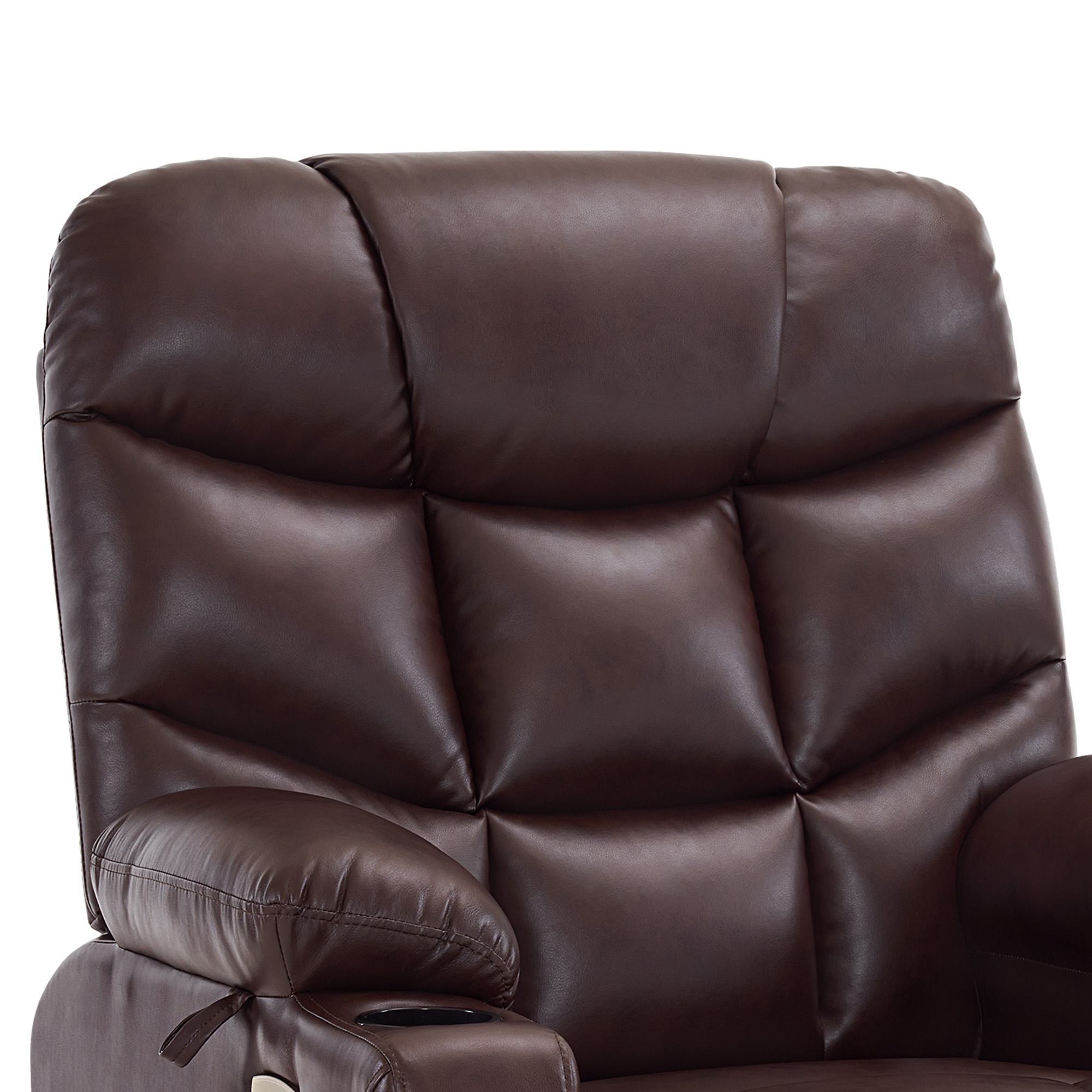 MCombo Power Lift Recliner Chair with Extended Footrest for Elderly, Faux Leather(Dark Brown)