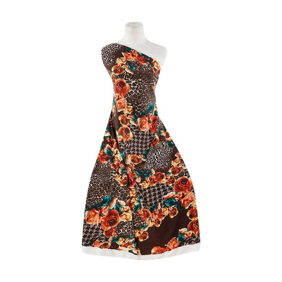 Zelouf Twiggy Sweater Knit Print , Sewing, DIY, Crafts Fabric by the Yard, 284 Brown/orang, 3 Yard