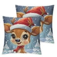 thumbnail image 2 of Acheng Christmas Deer Throw Pillow Covers Cozy Soft Pillowcase Square Cushion Case for Home Sofa Bedroom Car Decoration,2 Pcs White, 2 of 6
