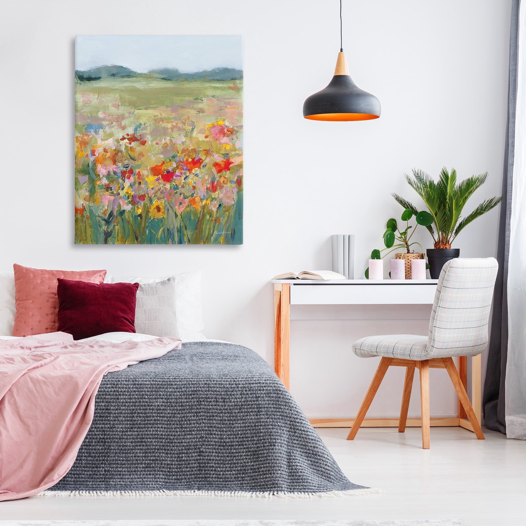 Stupell Industries Vivid Flower Meadow Landscape Painting Gallery Wrapped Canvas Art Print Wall Art, 36 x 48