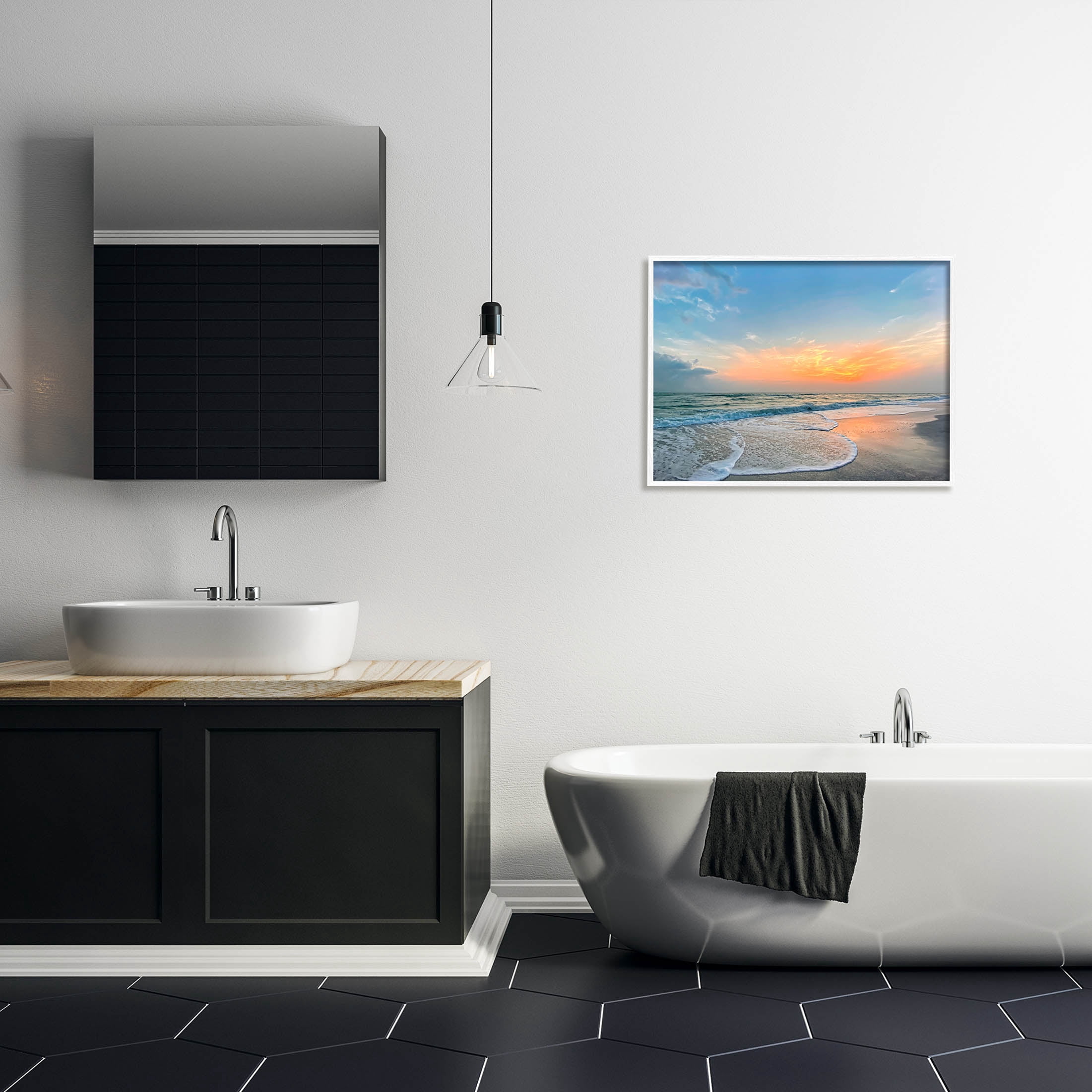 Stupell Industries Layered Beach Foam Sunrise Photograph White Framed Art Print Wall Art, Design by Mary Lou Photography