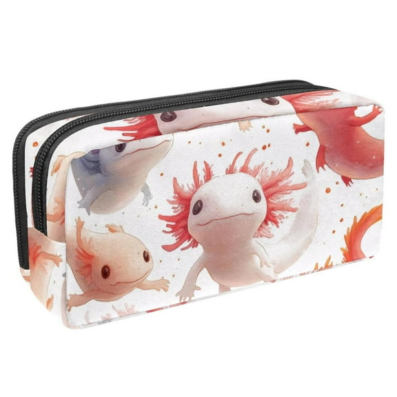 PhooArto Pencil Case, Cute Axolotl Pattern Large Capacity Pencil Pouch Stationery Pen Bag