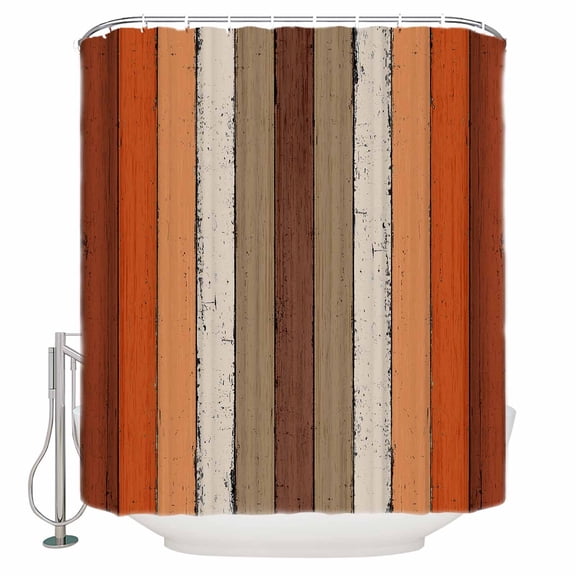 Burnt Orange Brown Bathroom Shower Curtains with 12 Hooks Polyester Waterproof Shower Curtain for Stalls and Bathtubs Farmhouse Vintage Wooden Decorative Bathroom Privacy Curtain 36x78 Inches