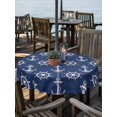 thumbnail image 3 of Outdoor Tablecloth with Umbrella Hole Zipper Navy Blue Anchor Nautical Round Tablecloth 54" Waterproof Outside Table Cloth Coastal Summer Ocean Sea Patio Table Cover Tablecloths for Picnic Party, 3 of 8