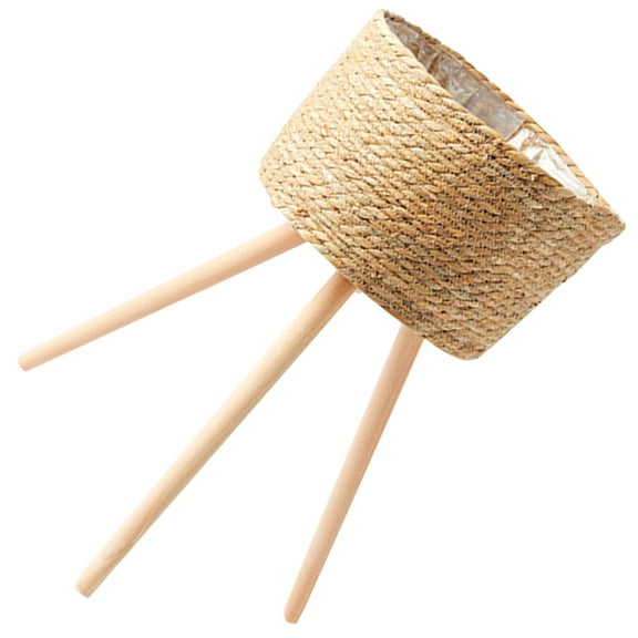 Plant Pot Rack Pots Stand Floor Planter Wicker Flower Stool Kitchen Decorations Corner Frame Wooden