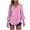 Pink, variant on Womens Spotted V Neck 3/4 Flared Sleeve Button Front Blouse Curved Irregular Hem Casual Top Options Daily Outdoor Office Wear