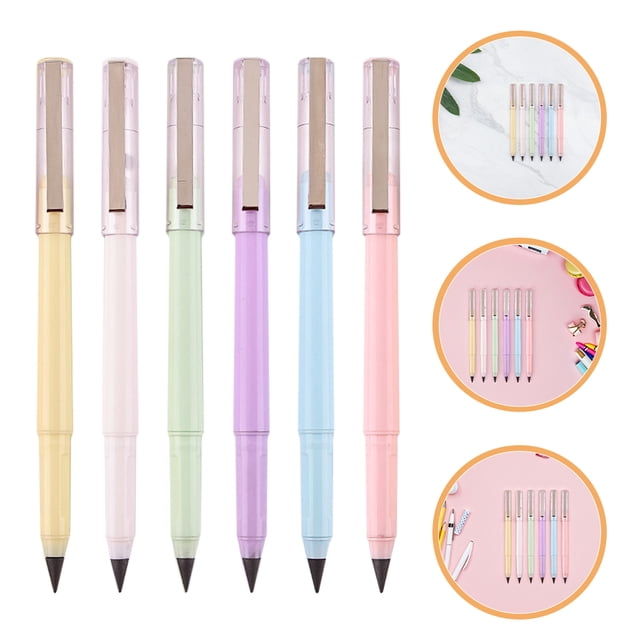 OUNONA 6PCS Inkless Everlasting Pencil for Sketching in Assorted Color for Office Supplies Back to School