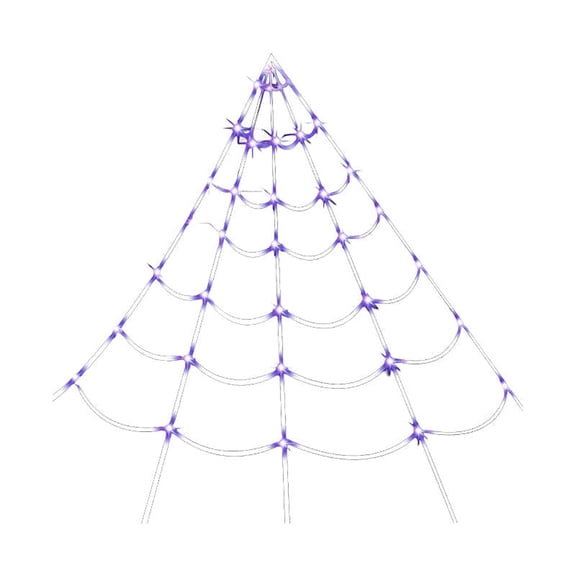 Halloween Spider Web Lights, 16.4 Ft Giant Lighted Spider Web with Timer, Purple LED Outdoor Indoor Decoration for Yard Porch Haunted House Garden Festive Display