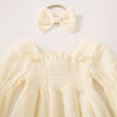 thumbnail image 4 of KPOPLK Preemie Newborn Baby Girl Clothes Fall Square Neck Onesies Solid Bubble Romper Infant Winter Outfits Jumpsuit(12-18 Months,Beige), 4 of 9