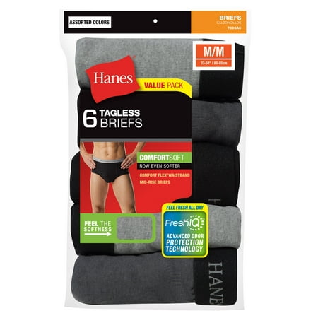 Hanes - Men's Dyed Fashion Mid Rise Briefs (6-Pack) - Walmart.com ...