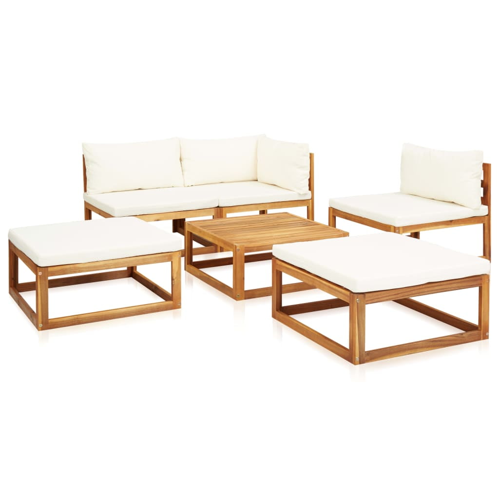 Kepooman Patio Garden Furniture of Lounge Set, Solid Acacia Wood Outdoor Sectional Sofa with Cushions, Set of 5, Beige Kepooman Patio Garden Furniture of Lounge Set, Solid Acacia Wood Outdoor Sectional Sofa with Cushions, Set of 5, Beige