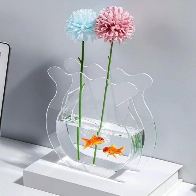 Modern Clear Acrylic Desktop Aquarium Vase Durable Thickened Fish Tank For Home Dorm Room