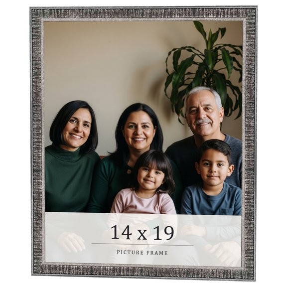 14x19 Frame Silver Grey Distressed Solid Wood Picture Frame | 0.75 Inch Moulding Width | Interior