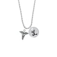 thumbnail image 2 of Delight Jewelry Silvertone Caduceus Silvertone Script Initial Disc - L - Charm Necklace, 20"+3", 2 of 4