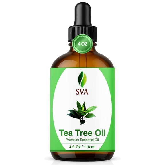 SVA Tea Tree Essential Oil – 4 Fl Oz – 100% Natural Tea Tree Oil - for Diffuser, Hair Care, Face, Skin Care, Aromatherapy, Scalp and Body Massage, Soap and Candle Making – with Dropper