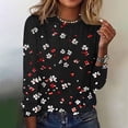 thumbnail image 5 of Perfectbot Women's Long Sleeve Crew Neck T-Shirt Floral Print Casual Comfortable Daily Top Tee, 5 of 7