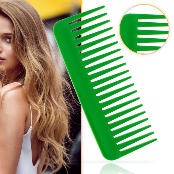 Handleless Wide Tooth Hair Comb 2 Pack, No Handle Plastic Detangling Shampoo Comb for Curly Thick Long Hair, Wet Dry Hair Styling Comb for Women Girls