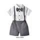 thumbnail image 4 of Minnieouse Verano para niños, camisa de manga corta con botones, conjunto de pantalones, conjunto de banquete, boda, pajarita para niños, ropa, conjuntos de ropa Plata 120cm, 4 of 6