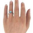 thumbnail image 2 of 14K White Gold 1 CT Blue Topaz Ring Unique Solitaire Designer, 2 of 7
