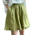 thumbnail image 2 of IDALL Athletic Shorts for Women Linen Shorts Women Summer Cotton Linen Shorts Loose Fit Elastic Waist Knee Length Cosy Shorts Casual Beach Shorts With Pockets Running Shorts Summer Shorts Green XL, 2 of 4