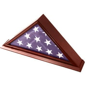 DECOMIL - 5x9 Burial/Funeral/Veteran Flag Elegant Display Case with Base, Solid Wood, Cherry Finish