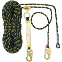 KFFKFF Vertical Safety Line, 150ft Outdoor Climbing Cord with 30KN Tensile Strength, Includes Steel Carabiners and Rope Grab, Suitable for Escape, Outdoor Exploration, and Logging, in Black & Yellow