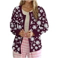 thumbnail image 2 of Puntoco Chaqueta Tipo Cárdigan Informal Con Botones Y Estampado Navideño Para Mujer, 2 of 5