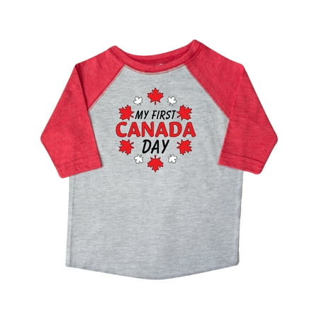 

Inktastic My First Canada Day with Red and White Maple Leaves Gift Toddler Boy or Toddler Girl T-Shirt